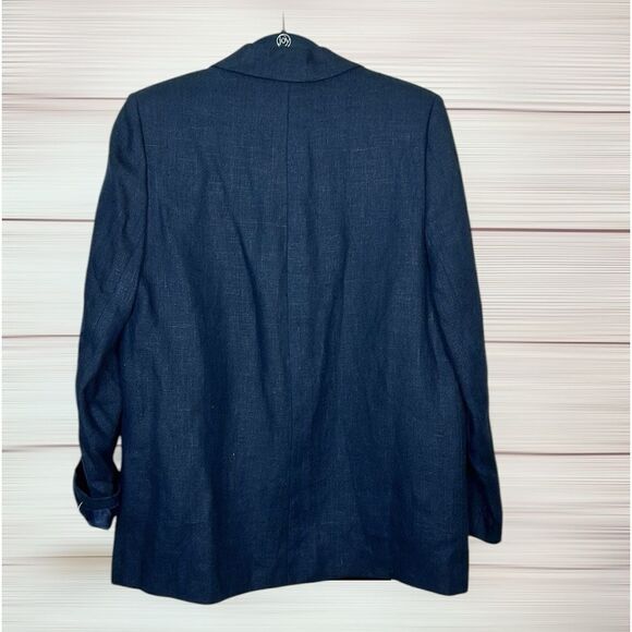 NWT Harve Benard Blue Linen Blazer Single Button Front  US 10 Vintage - Picture 8 of 12